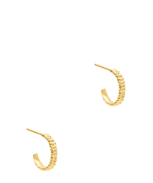 Gift Packaged 'Nessa' 18ct Yellow Gold Plated 925 Silver Textured Small Half Hoop Earrings