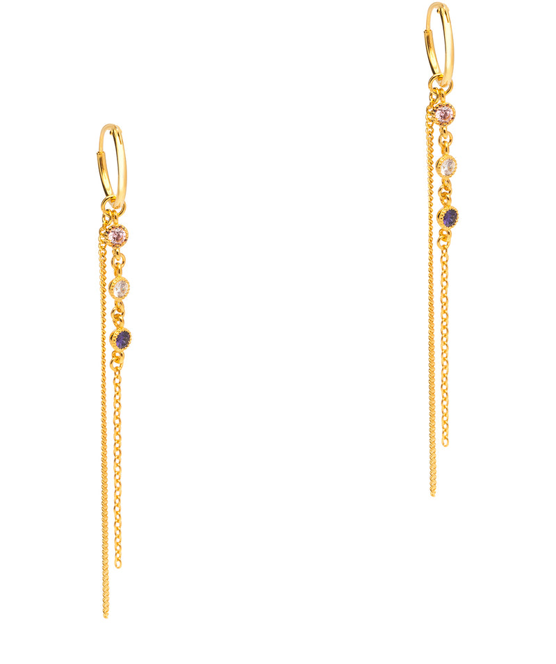 Gift Packaged 'Lettie' 18ct Yellow Gold 925 Silver and Cubic Zirconia Hoop & Chain Drop Earrings