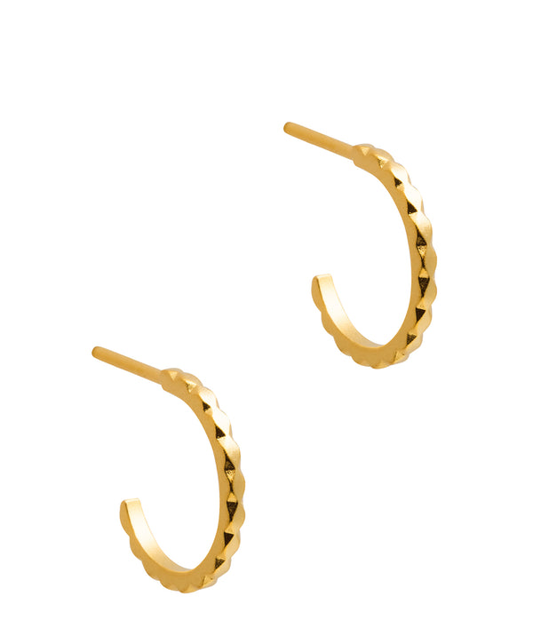 Gift Packaged 'Abbie' 18ct Yellow Gold 925 Silver Geometric Open End Hoop Earrings