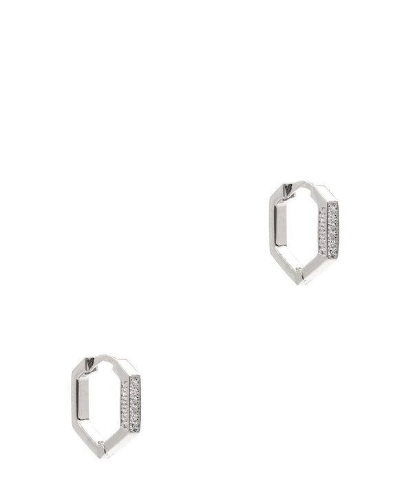 Gift Packaged 'Nadine' 925 Silver & Cubic Zirconia Geometric Hoop Earrings