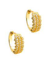 Gift Packaged 'Rhonda' 18ct Yellow Gold Plated 925 Silver & Cubic Zirconia Small Hoop Earrings