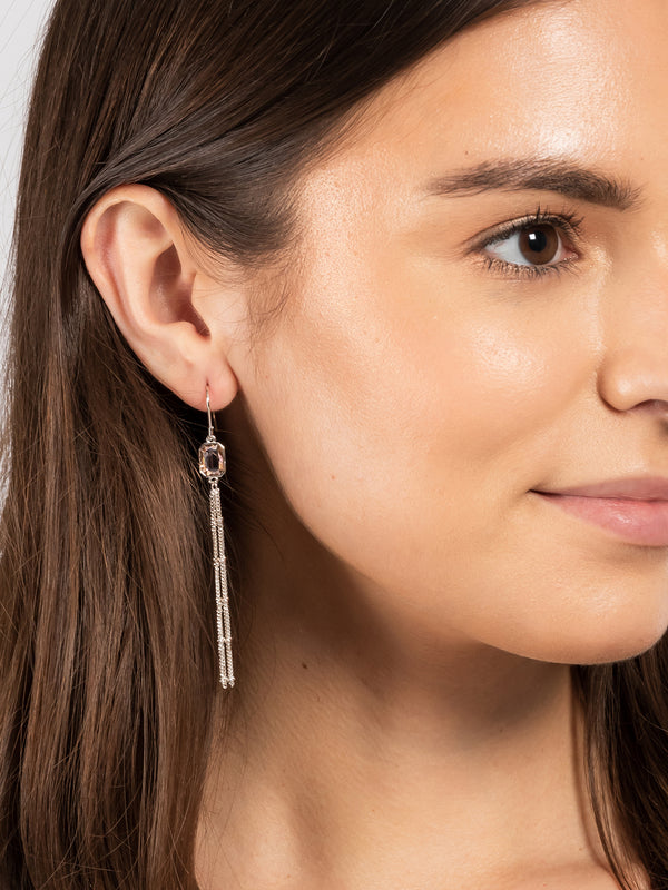 Gift Packaged 'Agatha' 925 Silver & Pink Gem Drop Earrings