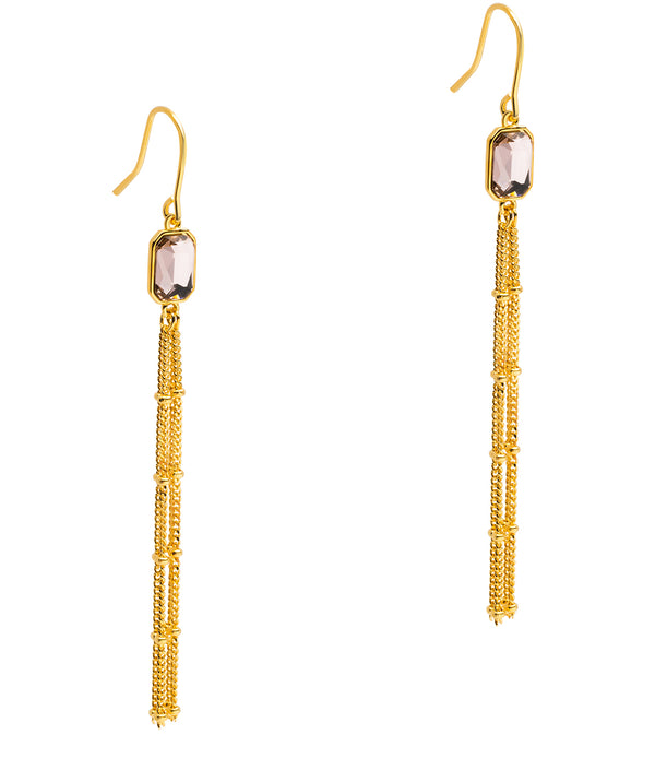 Gift Packaged 'Agatha' 18ct Yelow Gold 925 Silver & Pink Gem Drop Earrings