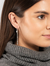 Gift Packaged 'Adela' 925 Silver and Cubic Zirconia Star Hoop & Chain Drop Earrings