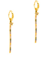Gift Packaged 'Adela' 18ct Yellow Gold Plated 925 Silver Cubic Zirconia Star Hoop & Chain Drop Earrings