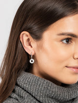 Gift Packaged 'Nabby' 925 Silver & Cubic Zirconia Drop Circle Hoop Earrings