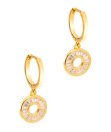 Gift Packaged 'Nabby' 18ct Yellow Gold Plated 925 Silver & Cubic Zirconia Drop Circle Hoop Earrings