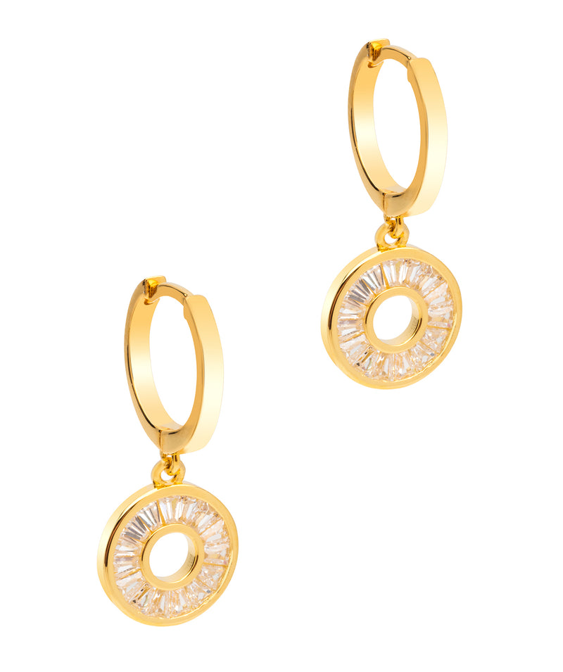 Gift Packaged 'Nabby' 18ct Yellow Gold Plated 925 Silver & Cubic Zirconia Drop Circle Hoop Earrings