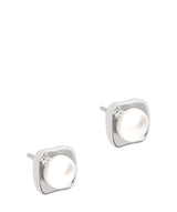 Gift Packaged 'Thandie' Sterling Silver Freshwater Pearl Square Design Earrings