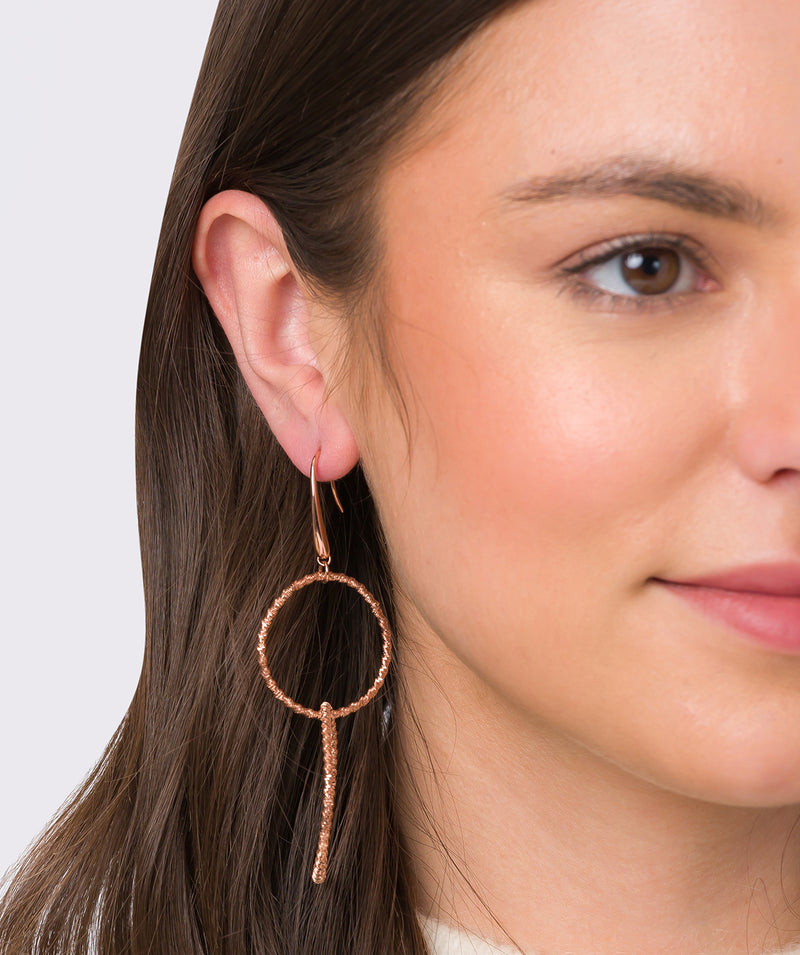 Gift Packaged 'Sakura' 18ct Rose Gold Plated Sterling Silver Circle Drop Earrings