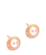 Gift Packaged 'Carlotta' 18ct Rose Gold Plated Sterling Silver Freshwater Pearl and Cubic Zirconia Stud Earrings