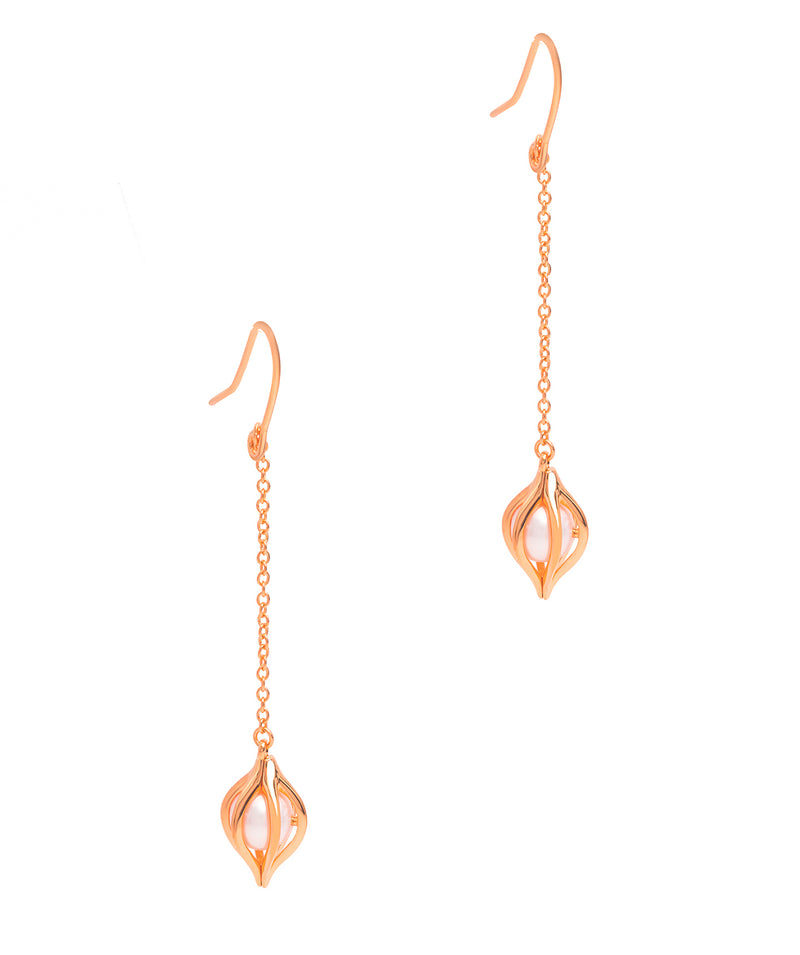 Gift Packaged 'Emanuella' 18ct Rose Gold Plated Sterling Silver Pearl Drop Earrings