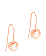 Gift Packaged 'Romina' 18ct Rose Gold Plated Sterling Silver Framed Freshwater Pearl Drop Earrings