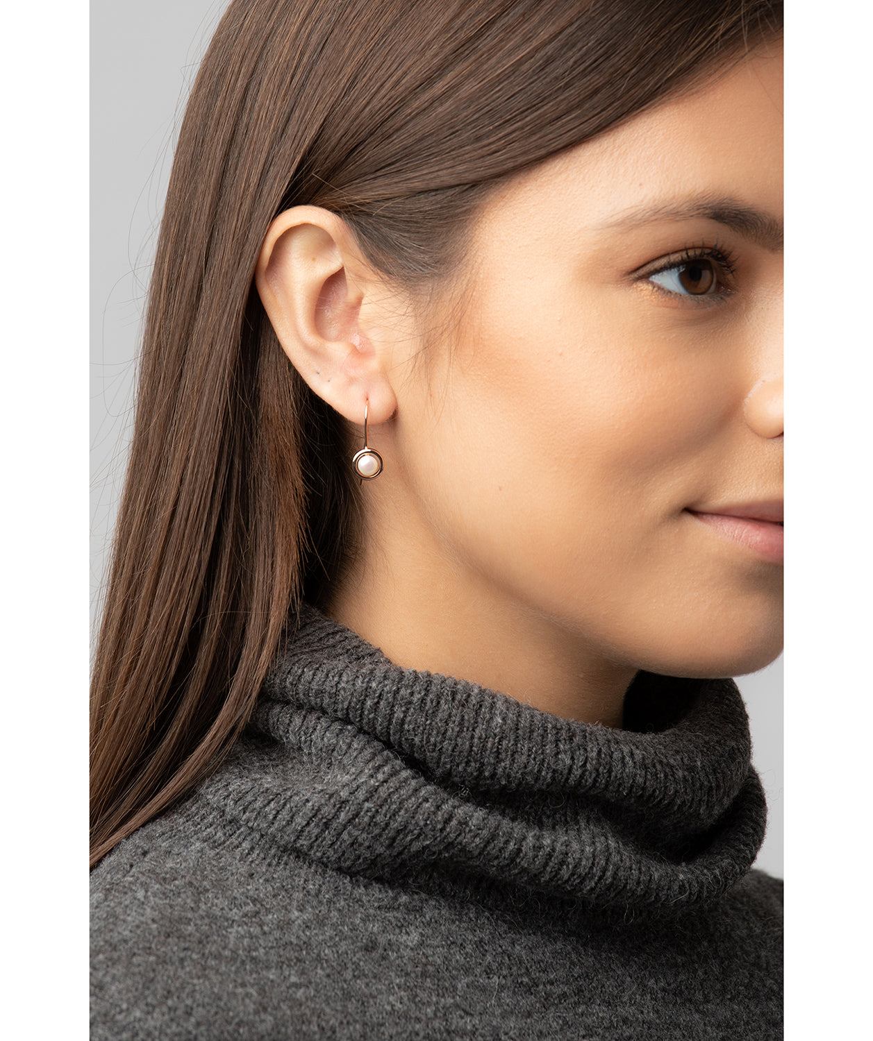 Gift Packaged 'Romina' 18ct Rose Gold Plated Sterling Silver Framed Freshwater Pearl Drop Earrings