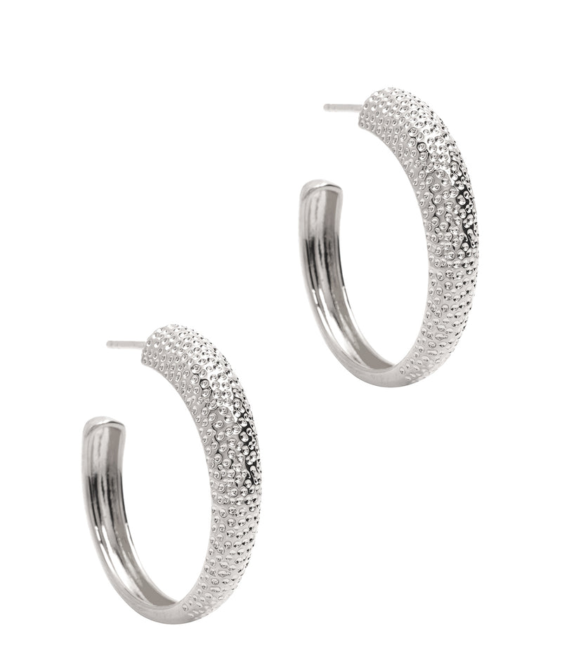 Gift Packaged 'Karena' Sterling Silver Textured Hoop Earrings