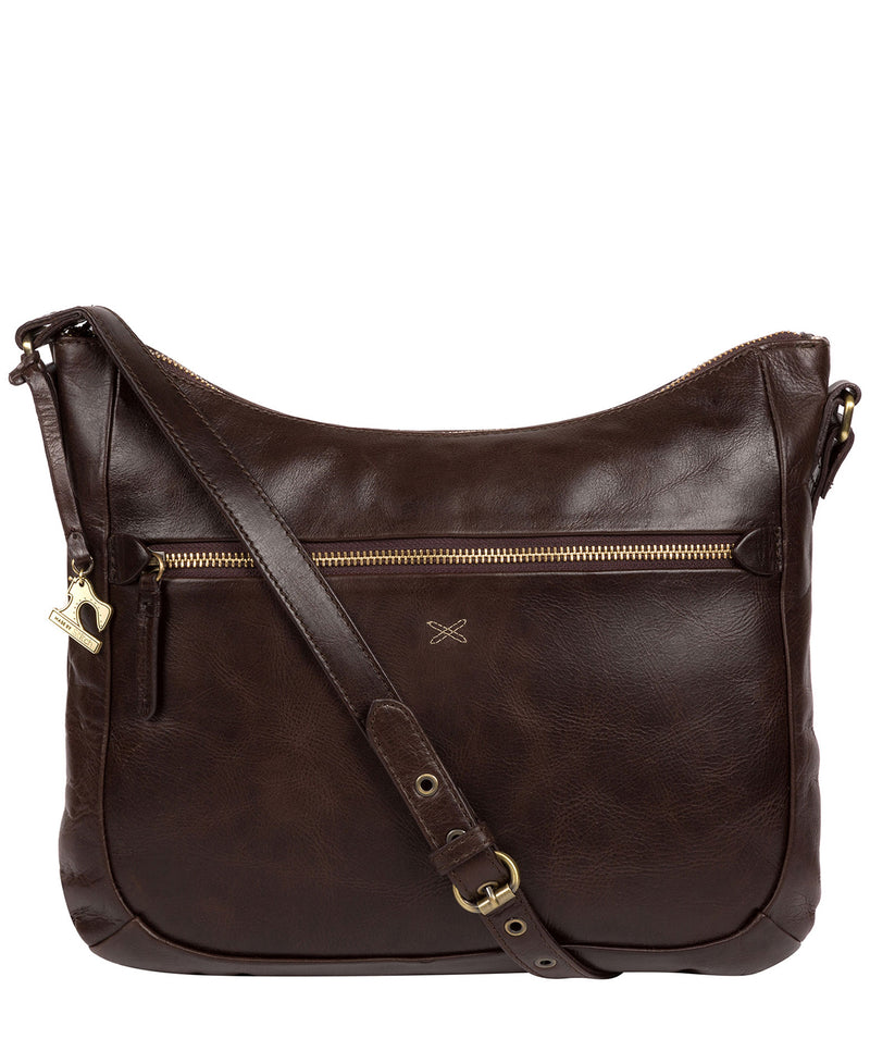 'Kay' Dark Chocolate Leather Cross Body Bag Pure Luxuries London