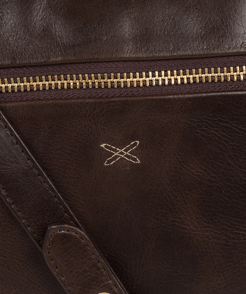 'Kay' Dark Chocolate Leather Cross Body Bag Pure Luxuries London