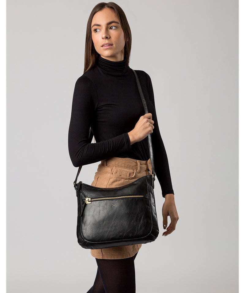 'Kay' Ebony Leather Cross Body Bag Pure Luxuries London