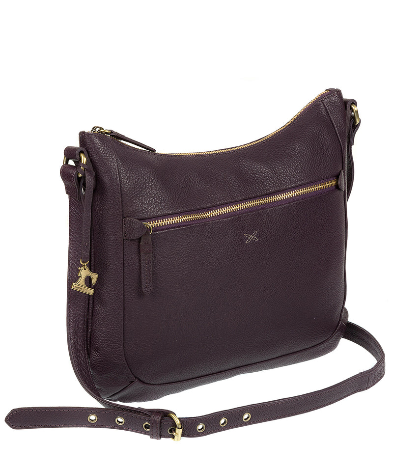 'Kay' Plum Leather Cross Body Bag