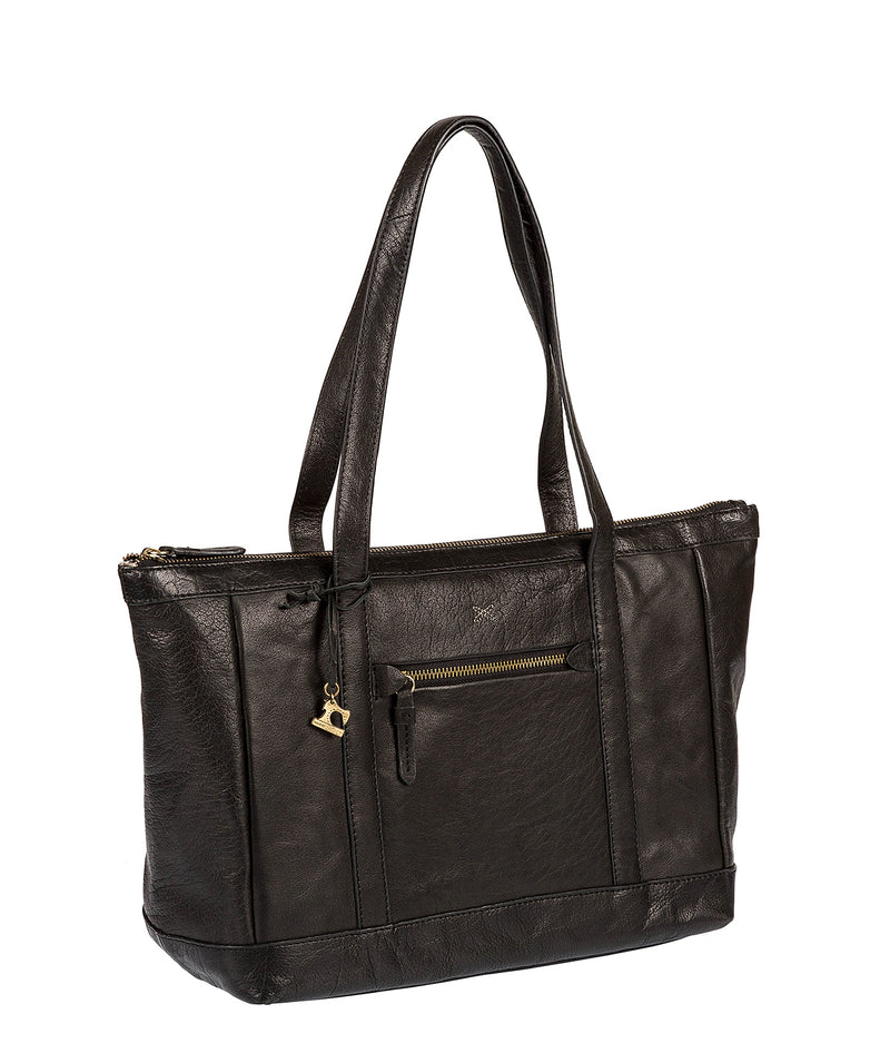 'Ellis' Black Leather Tote Bag