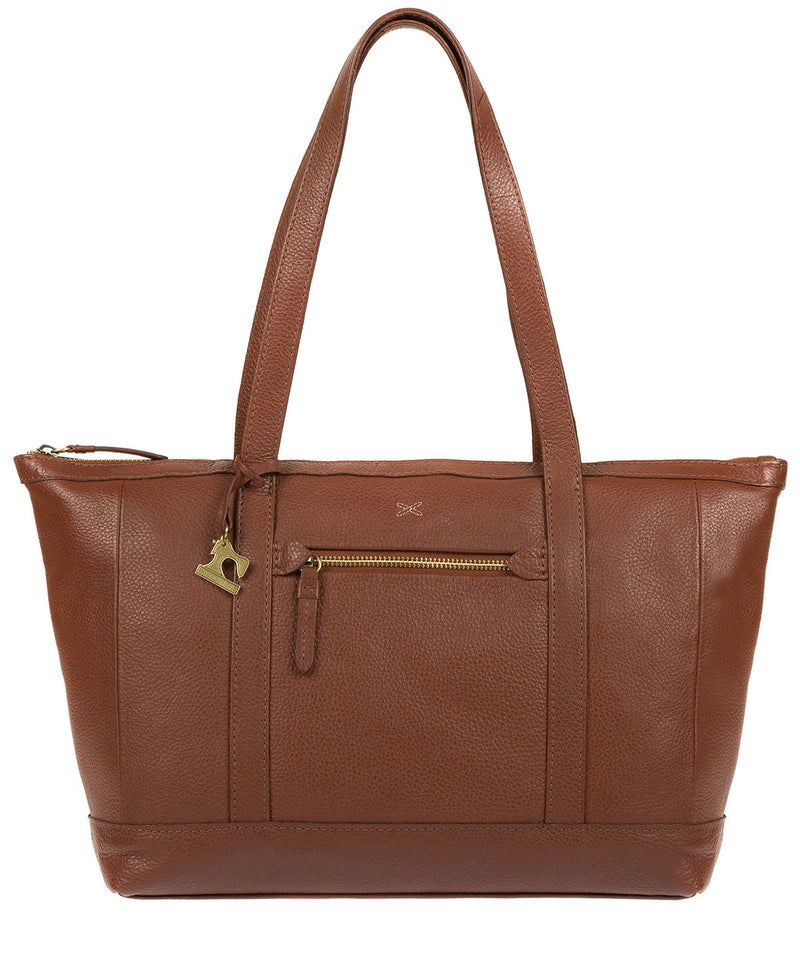 'Ellis' Cognac Leather Tote Bag image 1