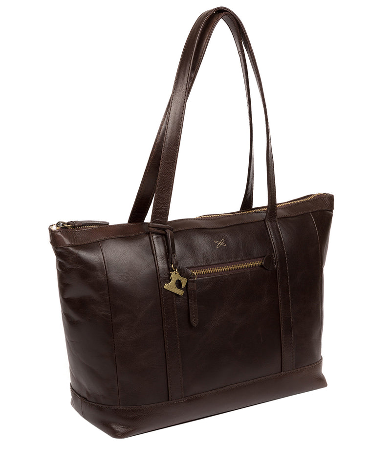 'Ellis' Dark Chocolate Leather Tote Bag  image 5