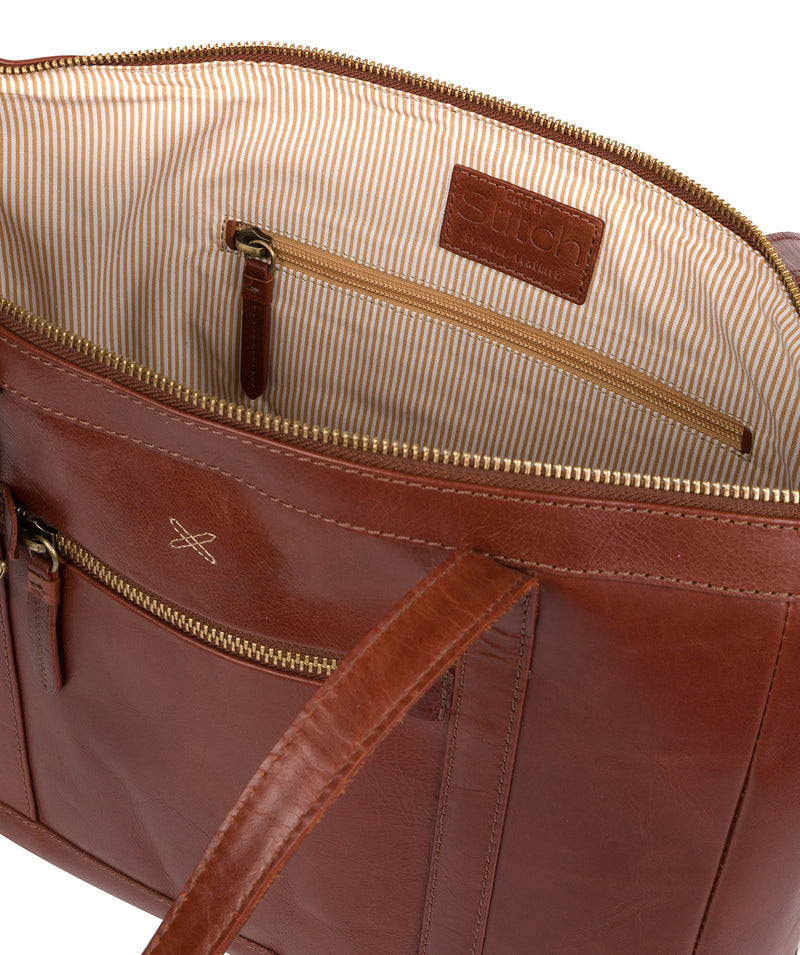 'Ellis' Whiskey Leather Tote Bag Pure Luxuries London