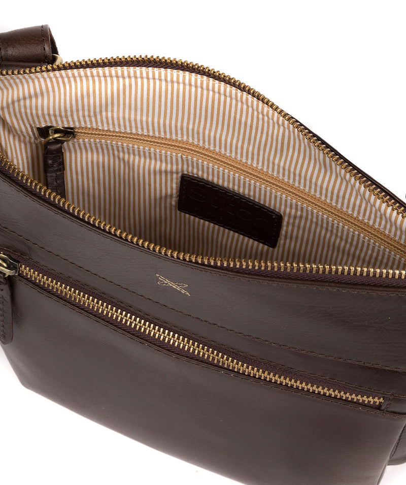 'Victoria' Dark Chocolate Leather Cross Body Bag