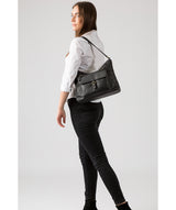 'Laura' Black Leather Shoulder Bag image 2