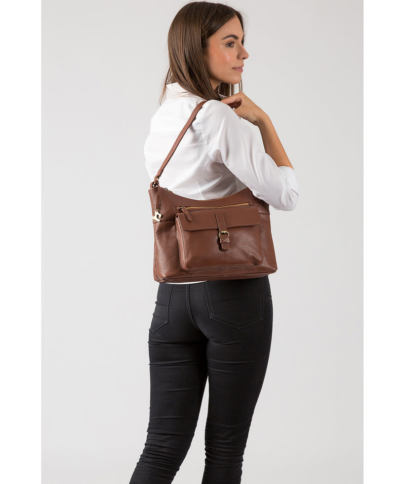 'Laura' Cognac Leather Shoulder Bag image 2