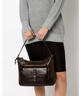 'Laura' Dark Chocolate Leather Shoulder Bag image 7