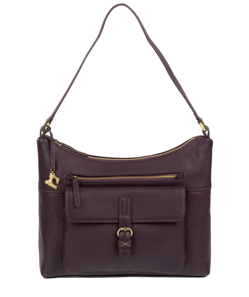 'Laura' Plum Leather Shoulder Bag image 1