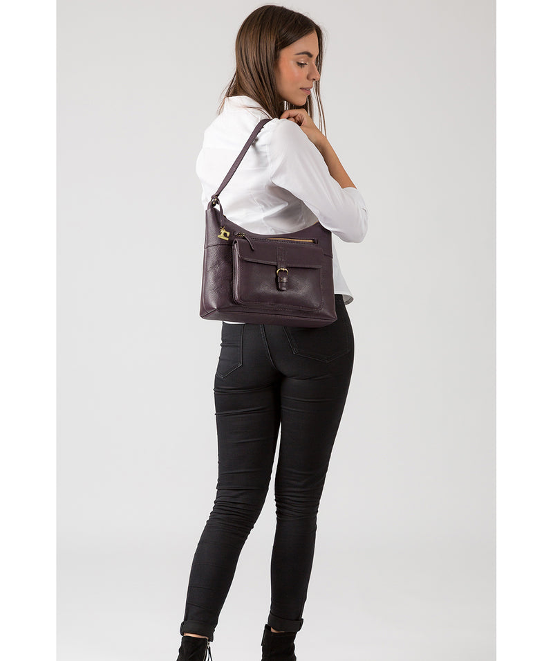 'Laura' Plum Leather Shoulder Bag image 2