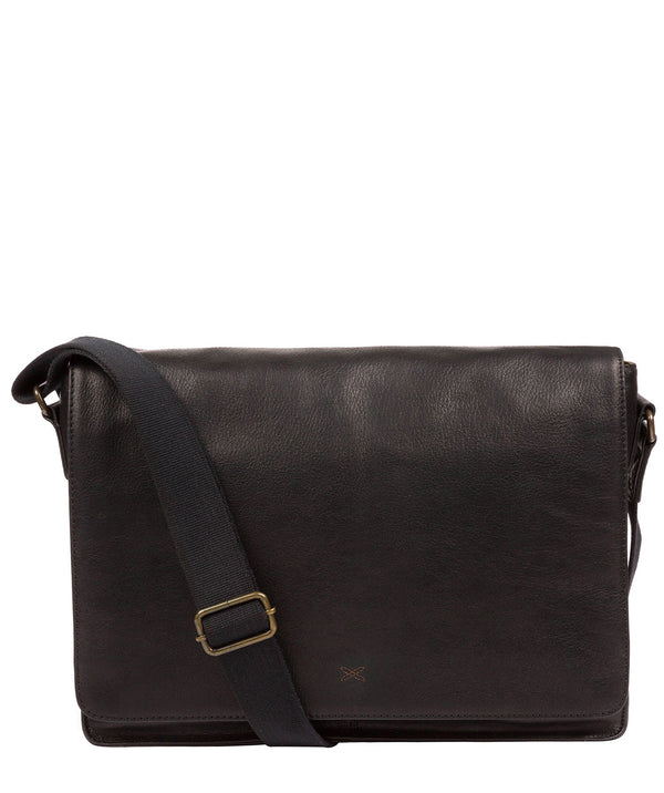 'Tom' Black Leather Messenger Bag Pure Luxuries London