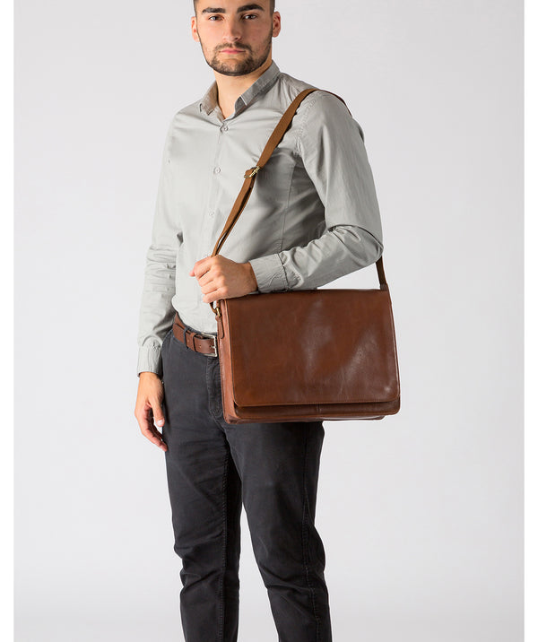 'Tom' Treacle Buffalo Leather Messenger Bag Pure Luxuries London