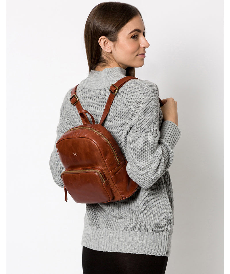 'Greer' Whiskey Leather Backpack image 2