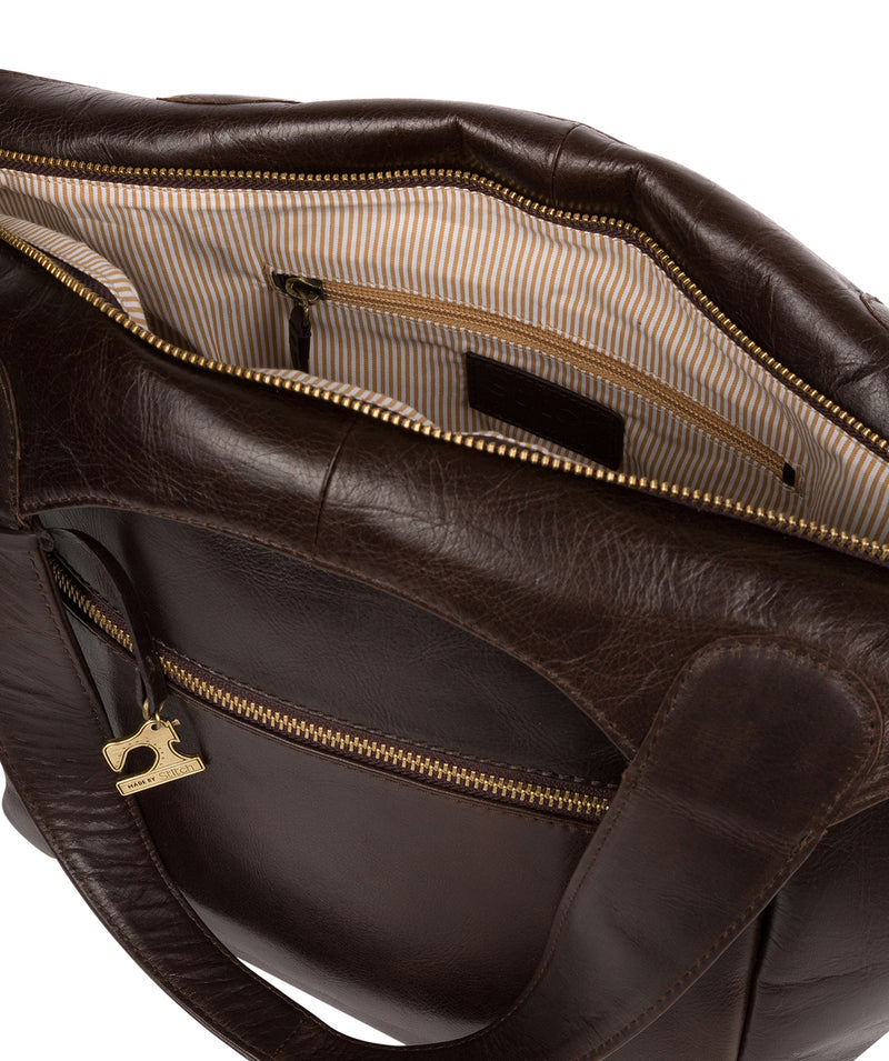 'Imani' Dark Chocolate Leather Tote Bag Pure Luxuries London