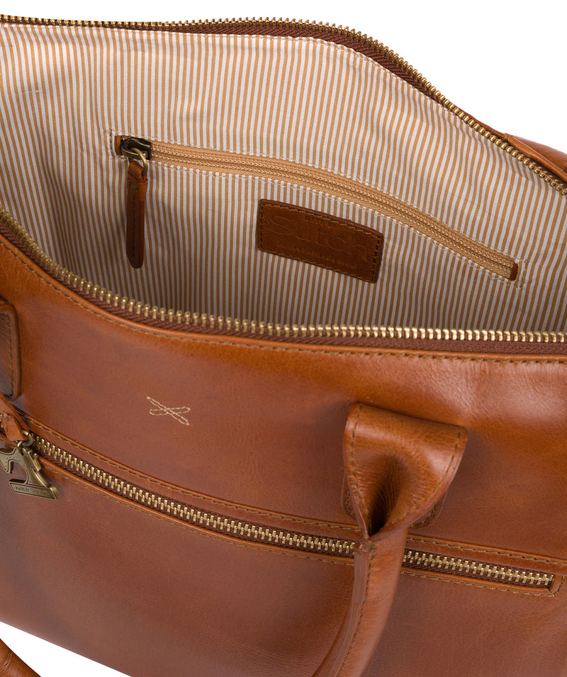 'Quinn' Bourbon Leather Tote Bag