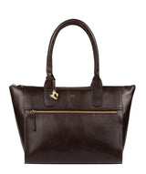 'Quinn' Dark Chocolate Leather Tote Bag