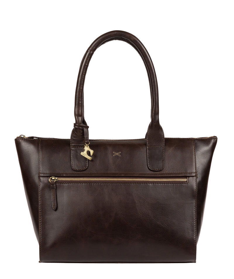 'Quinn' Dark Chocolate Leather Tote Bag