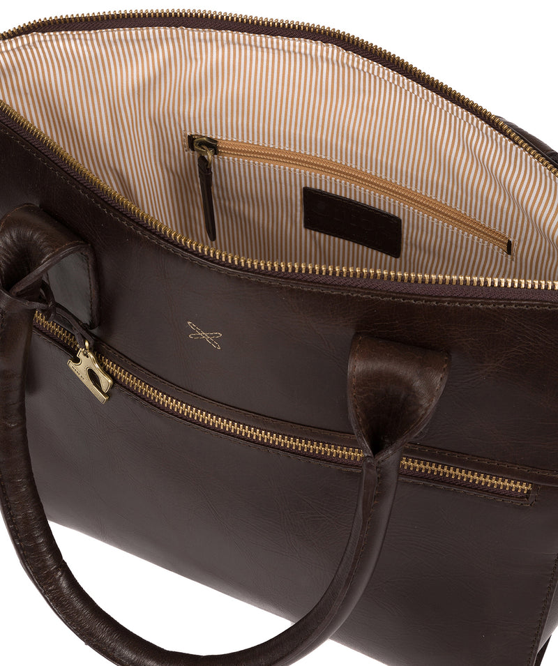 'Quinn' Dark Chocolate Leather Tote Bag Pure Luxuries London