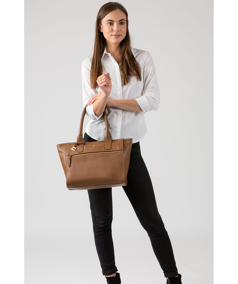 'Quinn' Dark Tan Leather Tote Bag Pure Luxuries London
