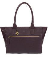 'Quinn' Plum Leather Tote Bag image 1