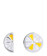 'Mahin' 18-Carat White Gold Plated Sterling Silver Lemon Slice Earrings Pure Luxuries London