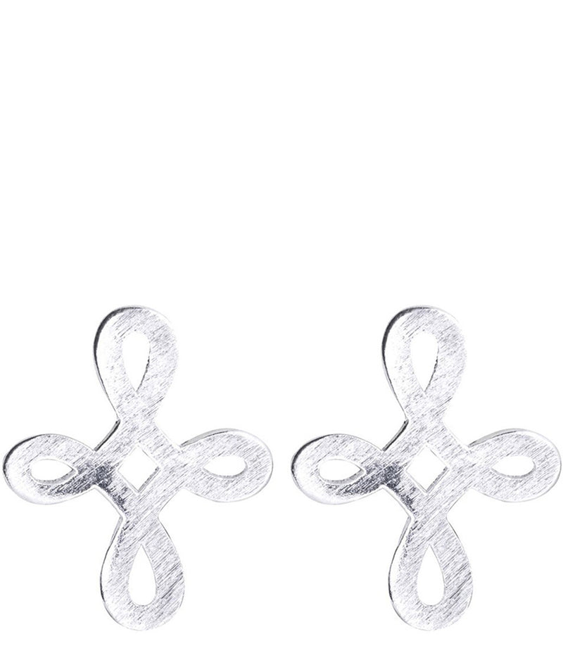 'Kohinoor' 18-Carat White Gold Plated Sterling Silver Knot Earrings image 1