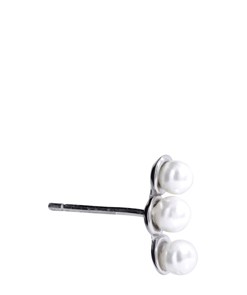 'Adaliz' Sterling Silver & Three Pearl Stud Earrings image 4