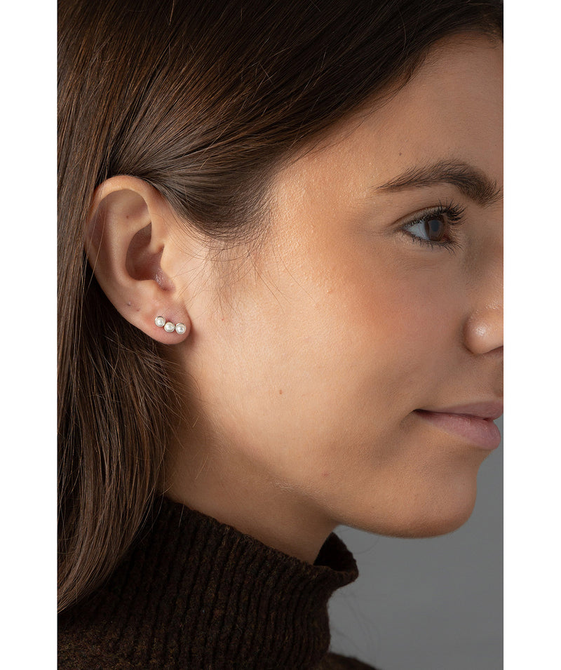 'Adaliz' Sterling Silver & Three Pearl Stud Earrings image 2