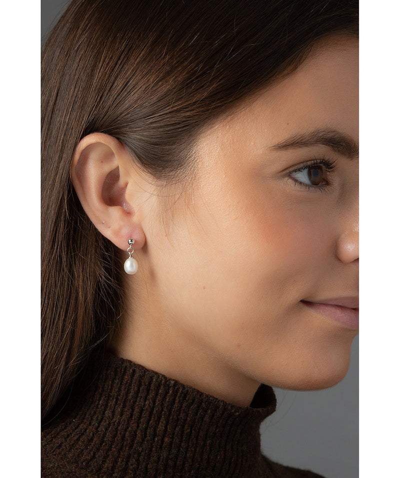 'Olivia' 7-7.5mm White Pearl Earrings image 2