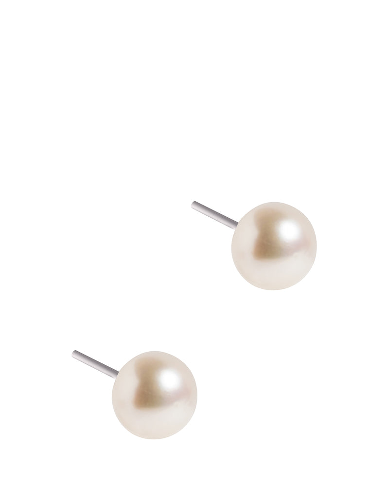 Gift Packaged 'Flora' 7-7.5mm White Freshwater Button Pearl Stud Earrings