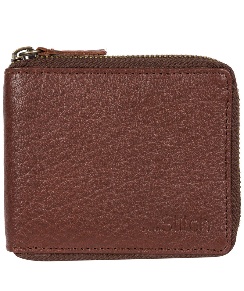 'Wakeman' Brown Leather Zip Round Wallet image 1